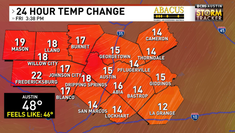 ChikageWeather's tweet photo. What a strange reality. On the heels of yesterday, today's temps in the 40s are as much as 22 degrees WARMER...
Just so happens our average high is 63.
#NowhereClose #NotGonnaHappen
#atx #atxwx #cbsaustinwx https://t.co/IISyUkdxMI