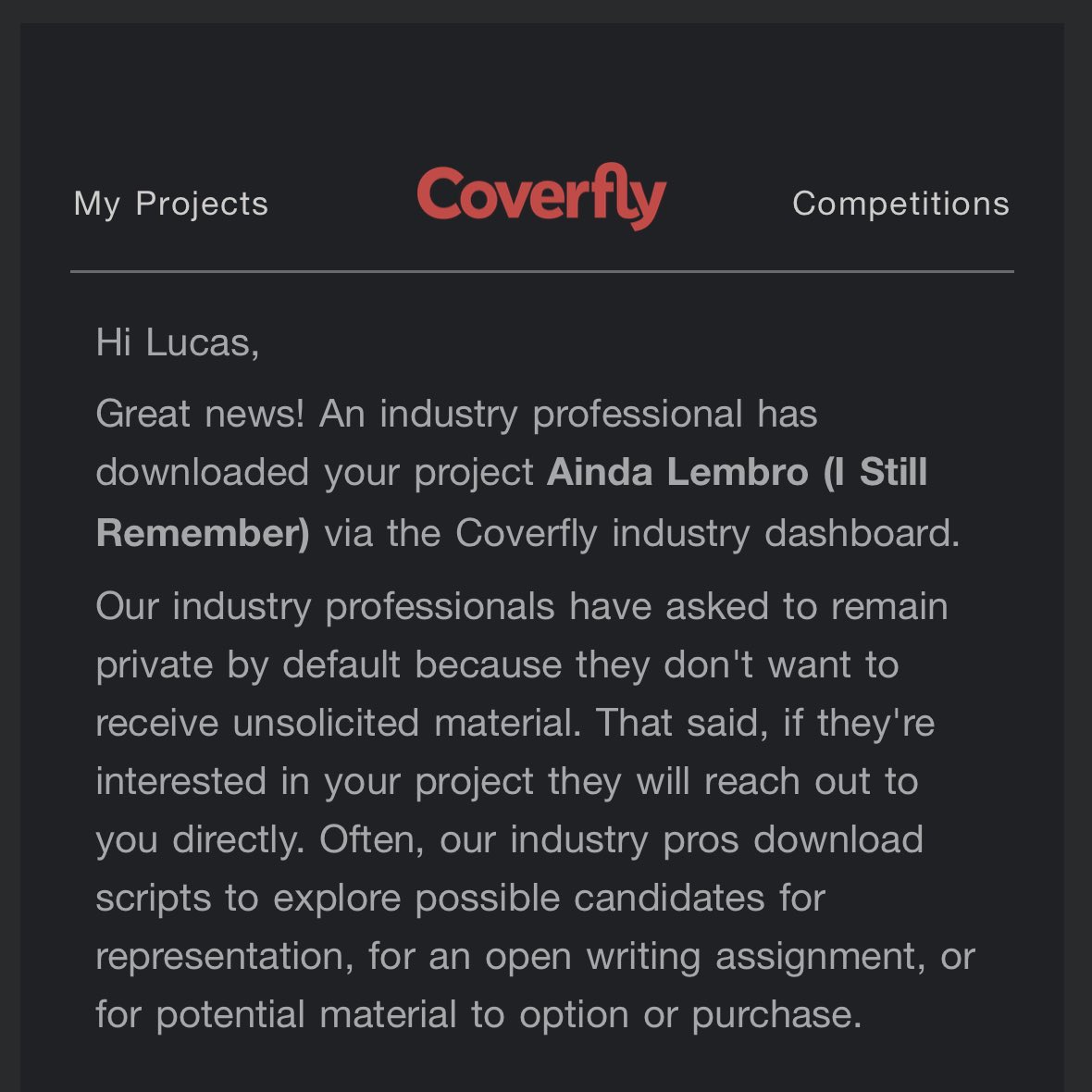 TheLucasAbreu's tweet photo. ending the week on a high note with an industry professional download! @Coverfly #writingcommmunity #screenwriting #prewga https://t.co/yU5Pwipf8U