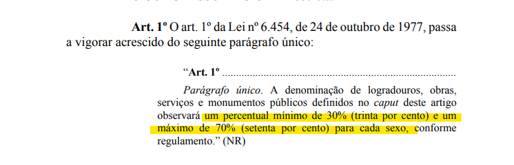 LeisAbsurdas's tweet photo. Denominação de bens públicos? Não esqueça de observar o percentual aplicável para cada gênero. É o que propõe o PL nº 4.176/2021 do Senado Federal. https://t.co/PLKiNygTQa