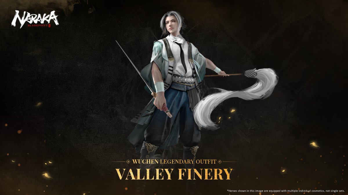 NarakaIt's tweet photo. Wuchen ha un aspetto FANTASTICO nel suo outfit Leggendario Valley Finery. https://t.co/5lVKN92OGy