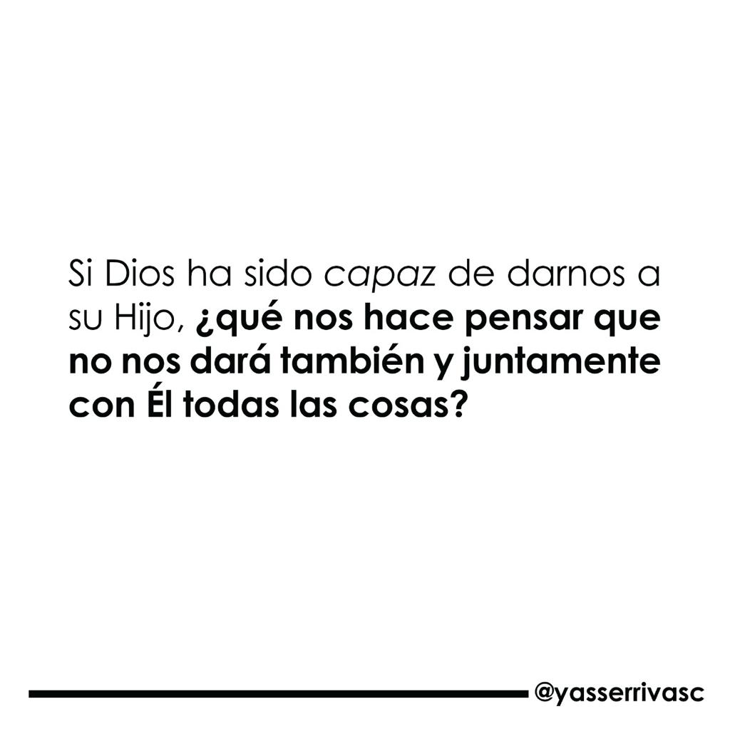 Yasserrivasc's tweet photo. "El que no escatimó ni a su propio Hijo, sino que lo entregó por todos nosotros, ¿cómo no nos dará también con él todas las cosas?". Romanos 8:32 https://t.co/oDWR9PcmA8