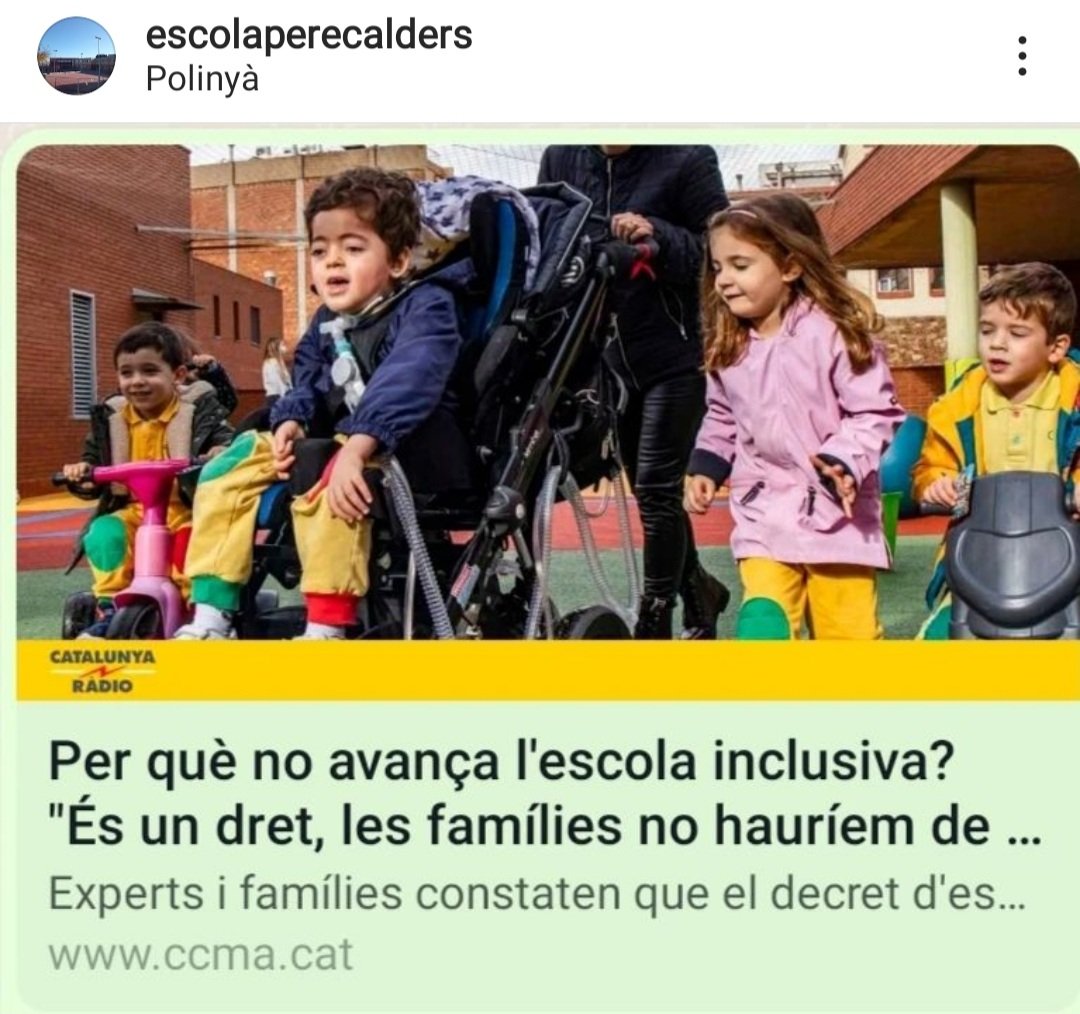 Quan el món educatiu busca expertesa en inclusió busca al director de l'escola Pere Calders.
<a href="/CatalunyaRadio/">Catalunya Ràdio</a> ens ha convidat al programa l'Ofici d'Educar.
#somperecalders #escolesperatothom

ccma.cat/catradio/lofic…