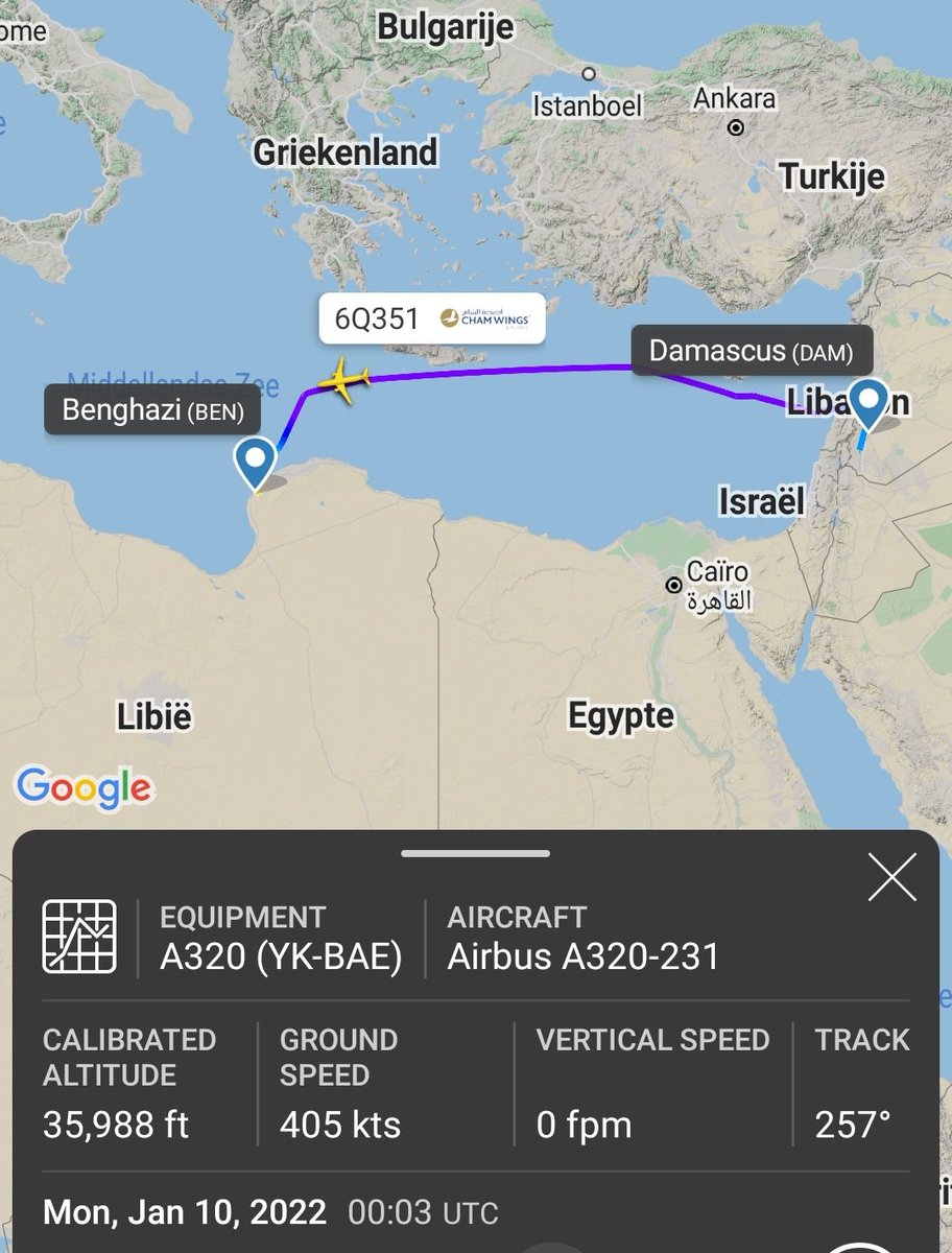 Gerjon_'s tweet photo. It looks like 🇸🇾Syria's Cham Wings Airlines has recently started to avoid the airspace of 🇨🇾Cyprus and 🇬🇷Greece, with all flights #SAW351 since 13 Jan 2021 (12, 15, 20, 21 Jan) flying over 🇪🇬Egypt instead.

All earlier flights that I know of, went via Cyprus and Greece. https://t.co/lyUBJU0uKq