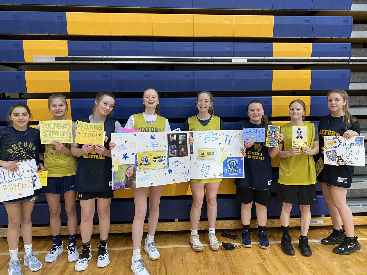 Thank you <a href="/Adamsgirlsbball/">Adams Girls Bball</a> for thinking of our basketball players. The cards of encouragement are very much appreciated! Together, we are #OxfordStrong <a href="/athletics_adams/">Rochester Adams Athletics</a>