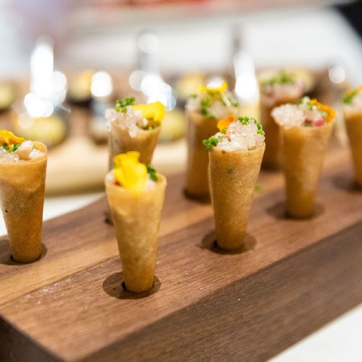 Snack the sea at #BarMar with our hamachi cones: smoked hamachi, yuzu-sesame mayo and radish.