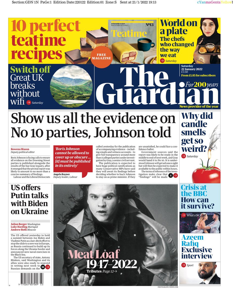 THE GUARDIAN: Show us all the evidence on No10 parties, Johnson told #TomorrowsPapersToday