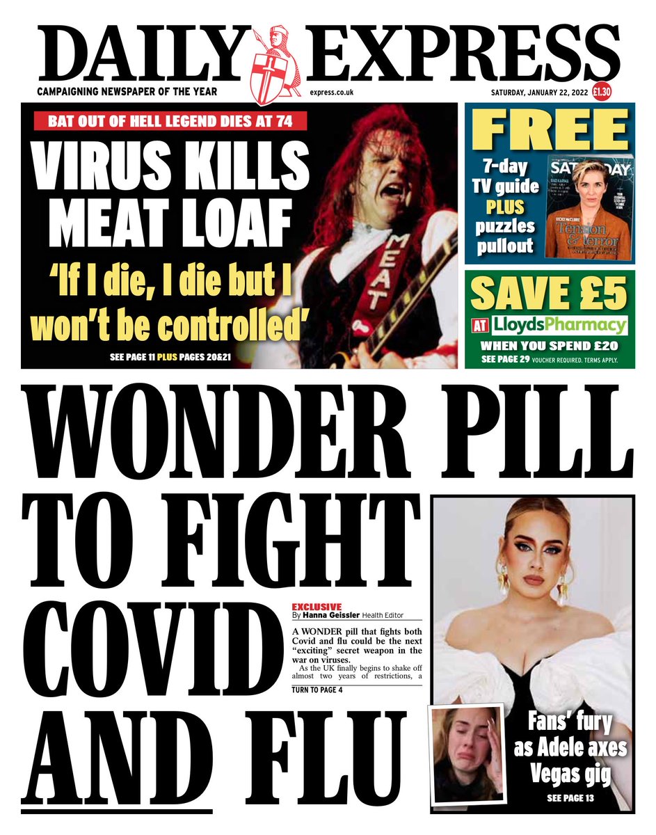 EXPRESS: Wonder pill to fight Covid AND flu #TomorrowsPapersToday