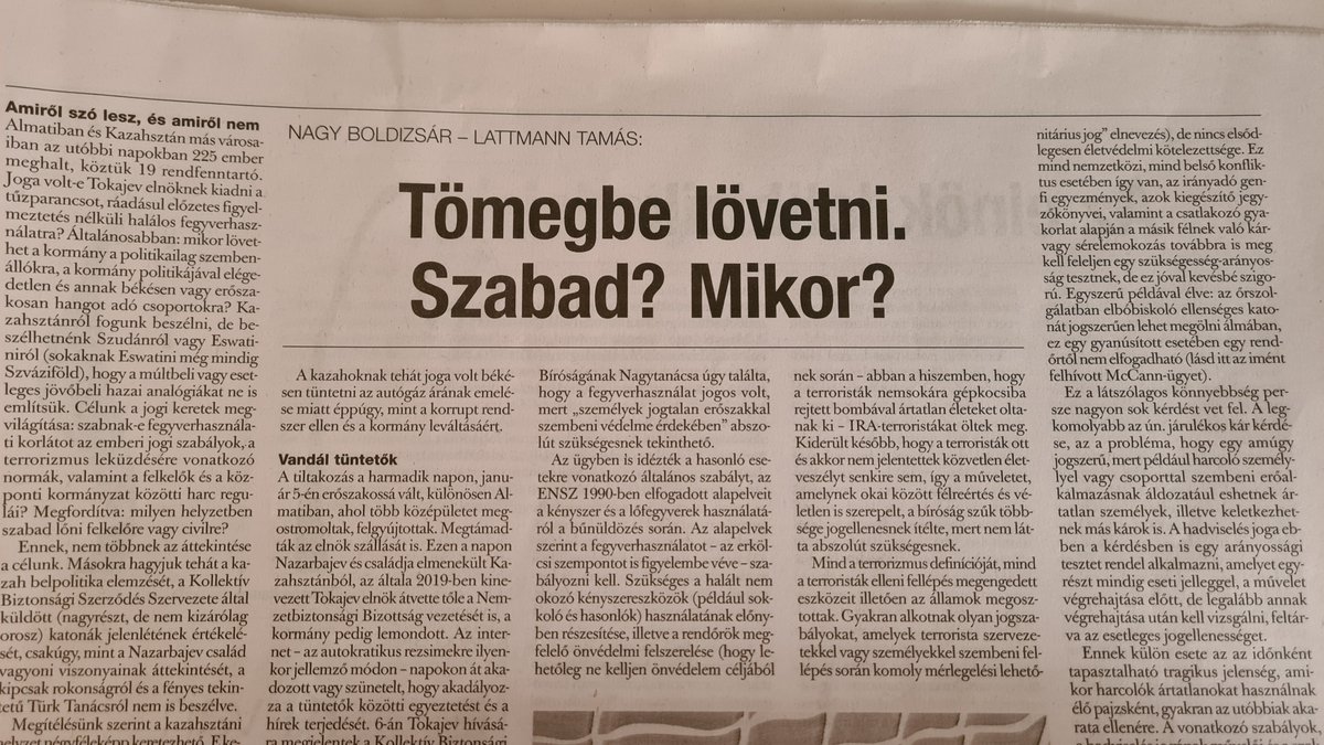 A  szemérmetlen önfényezés sorozatból. Mai ÉS. Megjelent 11700 példányban.
From the shameless self promotion series. Our article with Tamás Lattmann in the political-literary weekly "Life and Literature", published in 11700 copies.
The title is: "Shooting at the masses.