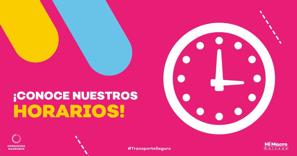 El Servicio de Parador funciona todos los días de año de 05:00 a 23:00 horas, mientras que el Servicio Express lo hace de lunes a sábado, de 05:00 a 21:00 horas.

#MiMacroCalzada #TransporteSeguro #NosMueveQueLleguesBienATuDestino