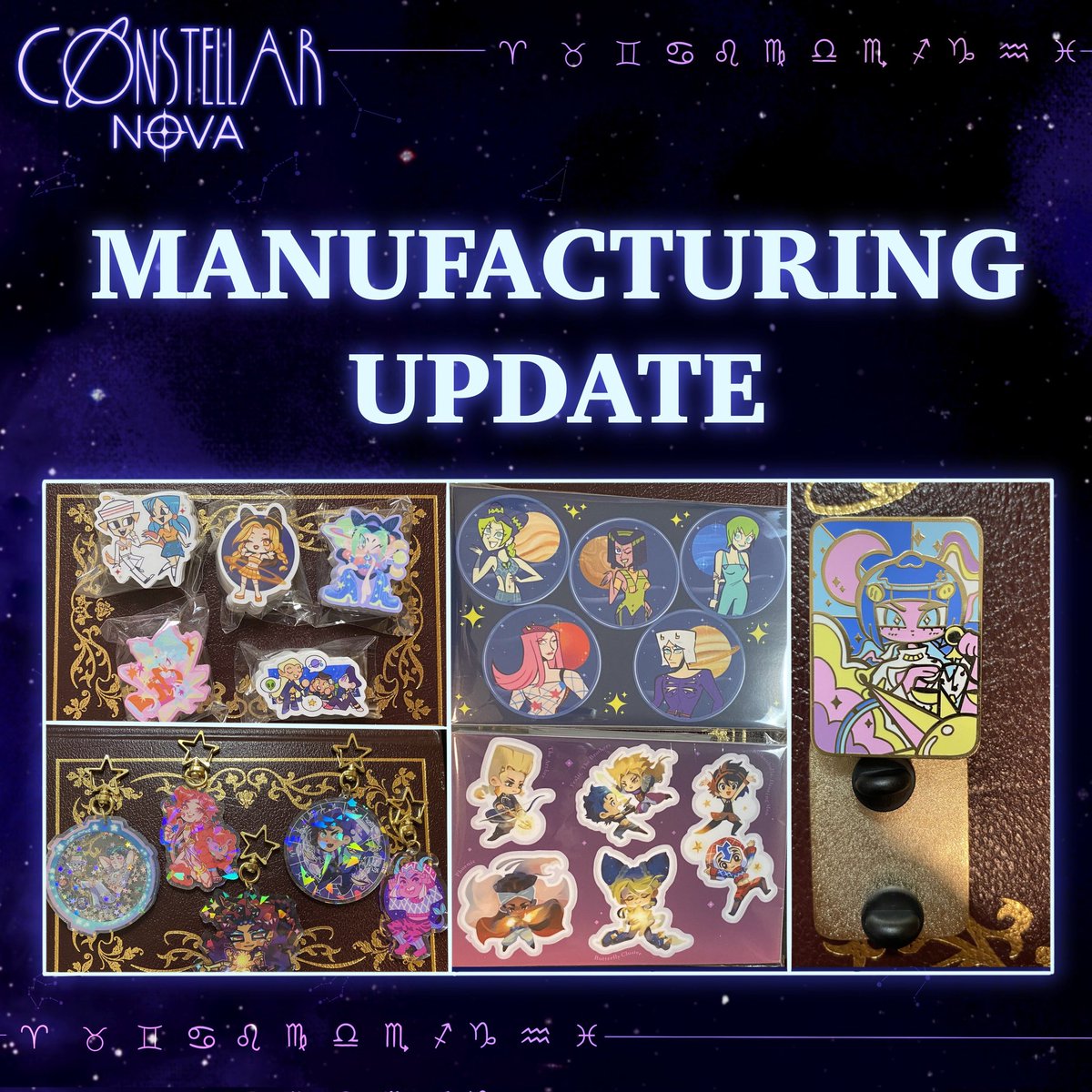 Constellar_Zine's tweet photo. Manufacturing Update!
The other merch and zine are coming along but are experiencing some shipping delays! We will continue to keep everyone updated as we obtain all our items and when we prepare and plan on shipping out the items to the customers! Thank you for your patience! 🌟 https://t.co/3fZ7ts55h9