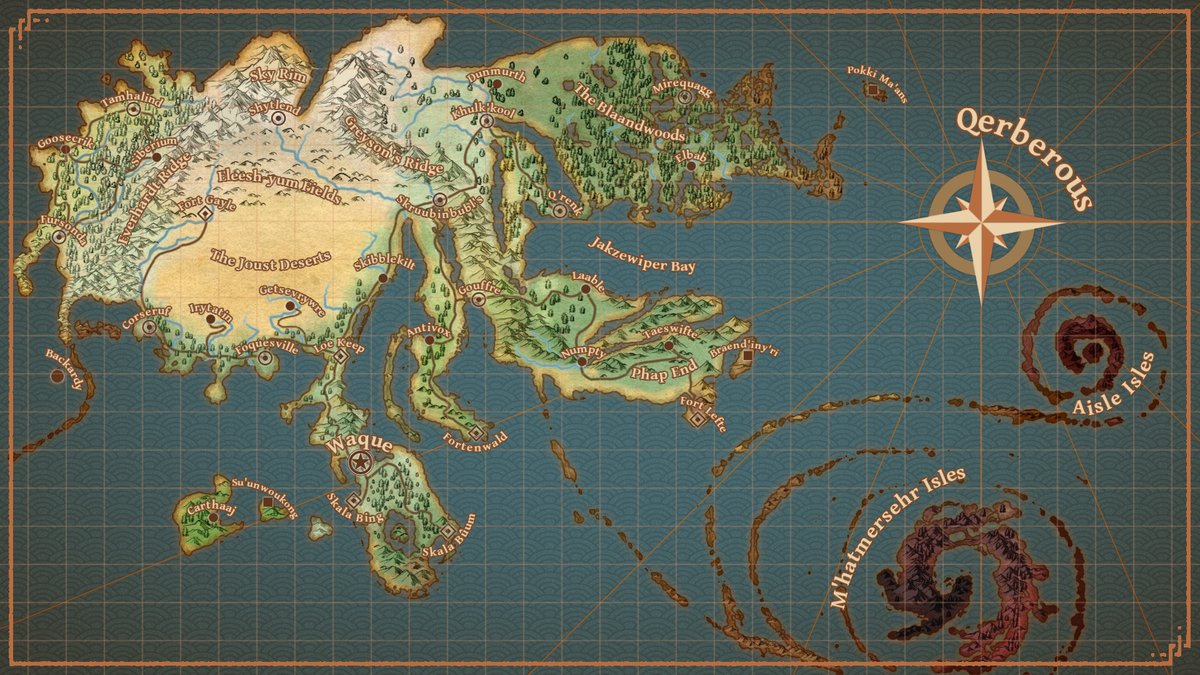 As briefly shown in today's video, this is a map that Cyan and I made for a D&amp;D campaign, with help from Indigo and several Greens.
Every pixel of this map is utterly moronic and I couldn't be more proud:
-B