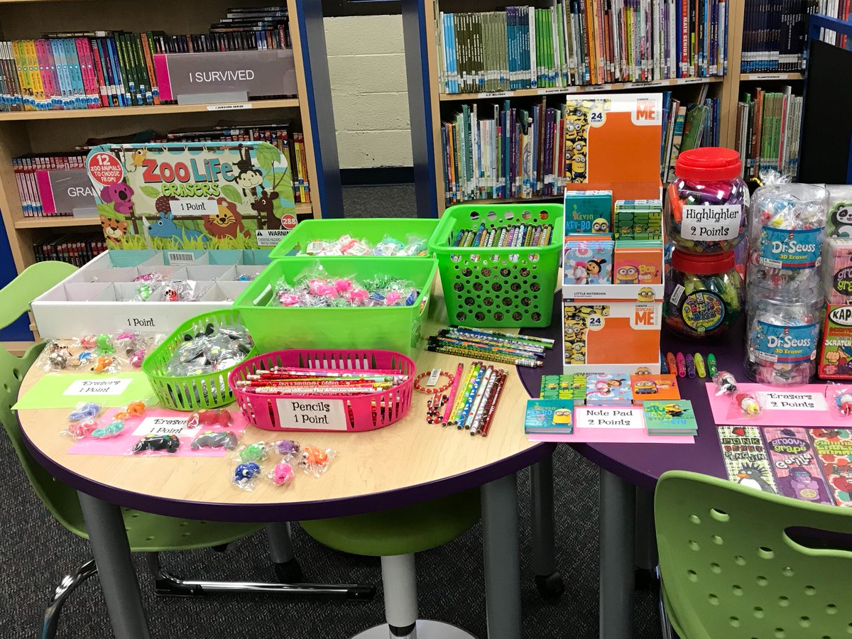 CastleSTEAM's tweet photo. Mrs. Thomas, Castle's school librarian, prepares the library for the ever exciting AR Store. Students work all quarter to earn these high interest prizes! Thank you Mrs. Thomas for your commitment to literacy.
#acceleratedreader #ARstore #wearepbv #castlesteam #literacy https://t.co/2zUID4OPee