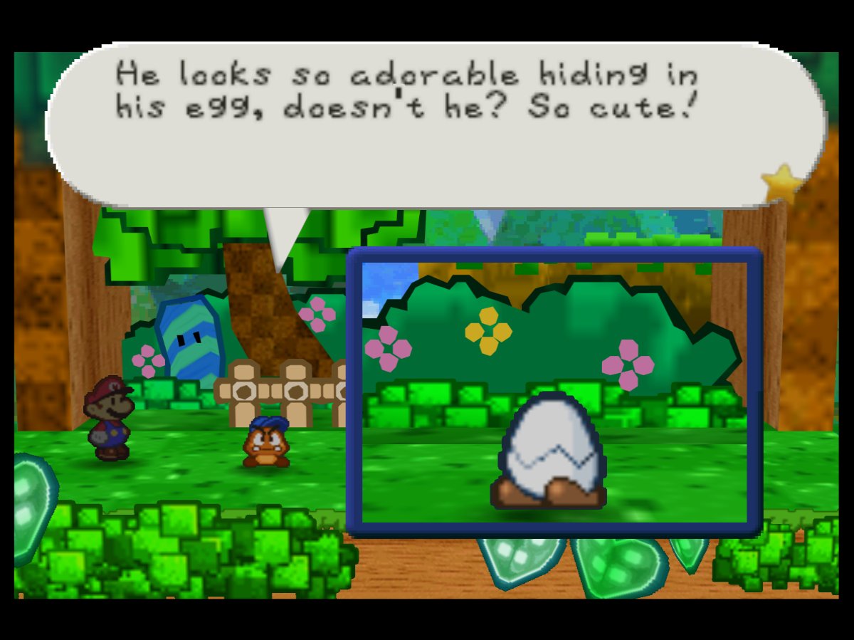 PaperMarioLog's tweet image. He looks so adorable hiding in that egg, doesn't he? So cute!