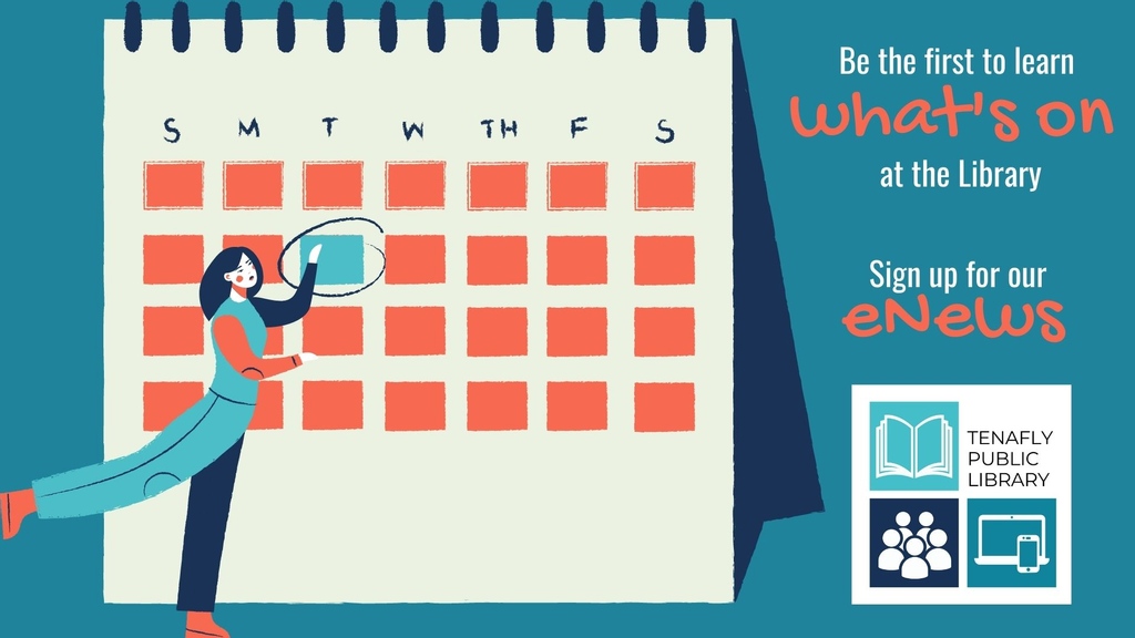 TenaflyLibrary's tweet image. Keep up with the Library. Be the first to learn WHAT&apos;S ON at the library. Sign up for eNews at bit.ly/tenaflylibrary…  #tenaflylibrary  #whatson #tenaflylibrarynews