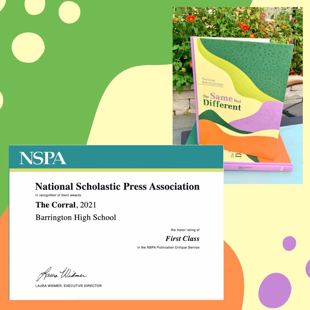 TMulvaney_BHS's tweet photo. The Corral proudly celebrates a First Class rating from the National Scholastic Press Association for our 2021 yearbook, “the Same but Different”. Yearbook students created this book from a distance during remote and hybrid learning - an incredible accomplishment! https://t.co/G2t4VW9jeo
