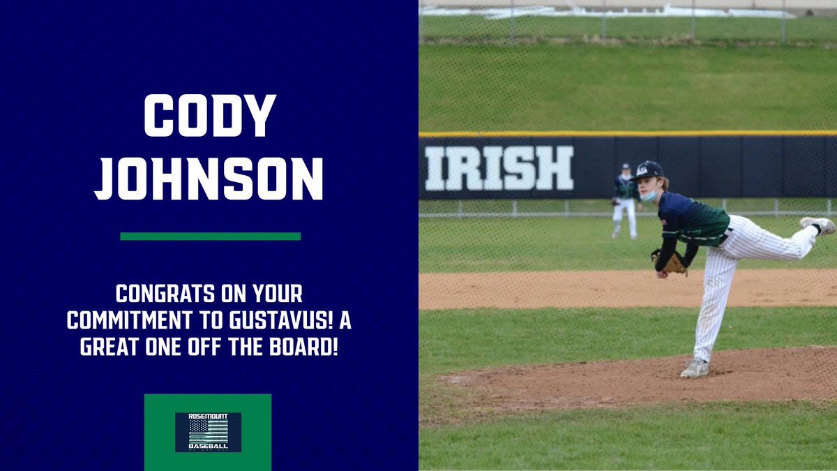 Congrats Cody on your commitment to Gustavus Baseball! A great one off the board! #WER1 #IrishPride