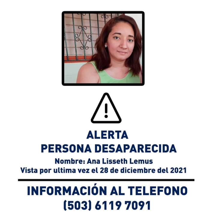 Man2021sv's tweet photo. #ServicioSocial

Familiares piden ayuda para encontrar a Ana Liseth Lemus Lemus, según información fue vista por ultima vez el 28 de diciembre del 2021 en un viaje que realizó a San Salvador.

Si usted tiene información, favor comunicarse al teléfono 6119 7091. https://t.co/nXv6xSheo9