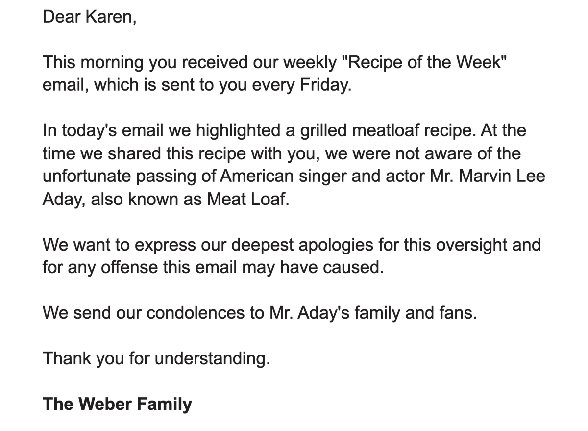 Apology of the day: