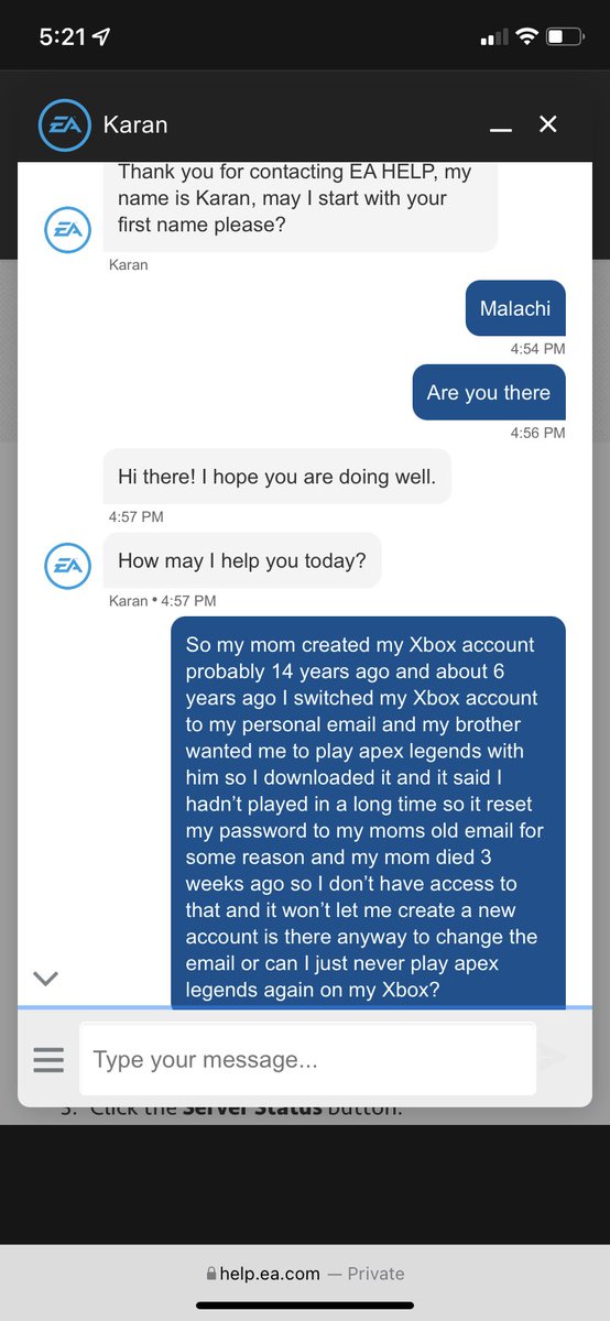 malachijlyons's tweet photo. @EA @PlayApex Hey everyone just wanted to let you know if your parents created your Xbox account just hope they don’t die because they won’t let you back into your account again or make a new one linked to your account will post more pics https://t.co/5sxWWoV2b5