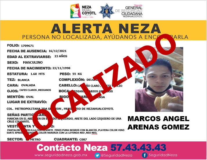 AlertaNeza's tweet photo. #AlertaNeza || Agradecemos el apoyo brindado #MarcosAngel ya fue #Localizado. https://t.co/gehy9c040w
