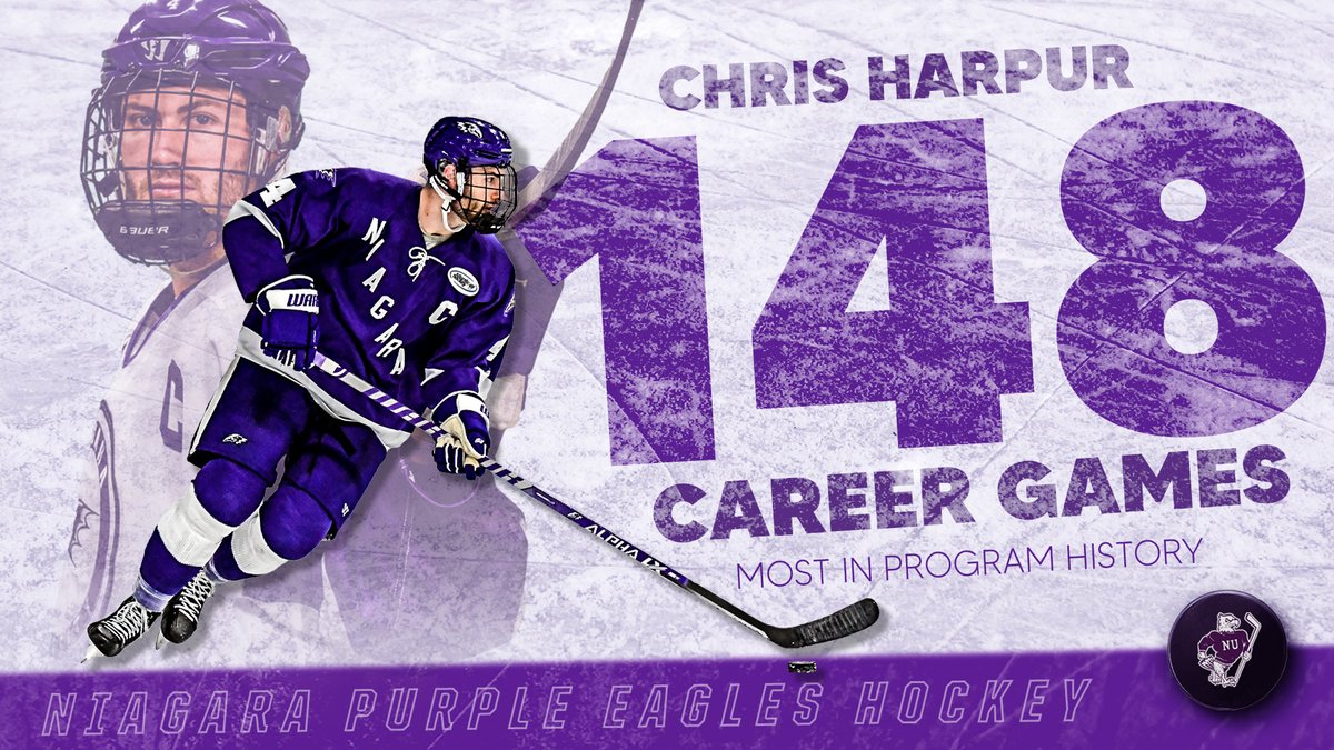 No player in Niagara University history has donned the Purple and White more times than Chris Harpur.

Tonight, our captain will pass Kevin Ryan for the program's top spot in career games played!

#Uncommon