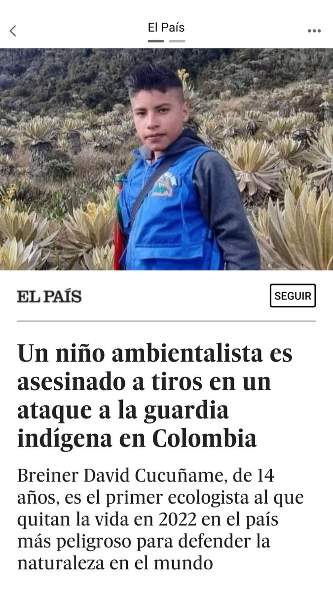 UN HORROR!!!! Breiner David Cucuñame, de 14 años, es el primer ecologista al que quitan la vida en 2022 en el país más peligroso para defender la naturaleza en el mundo.
#ESCAZUYA #JusticiaPorBreiner