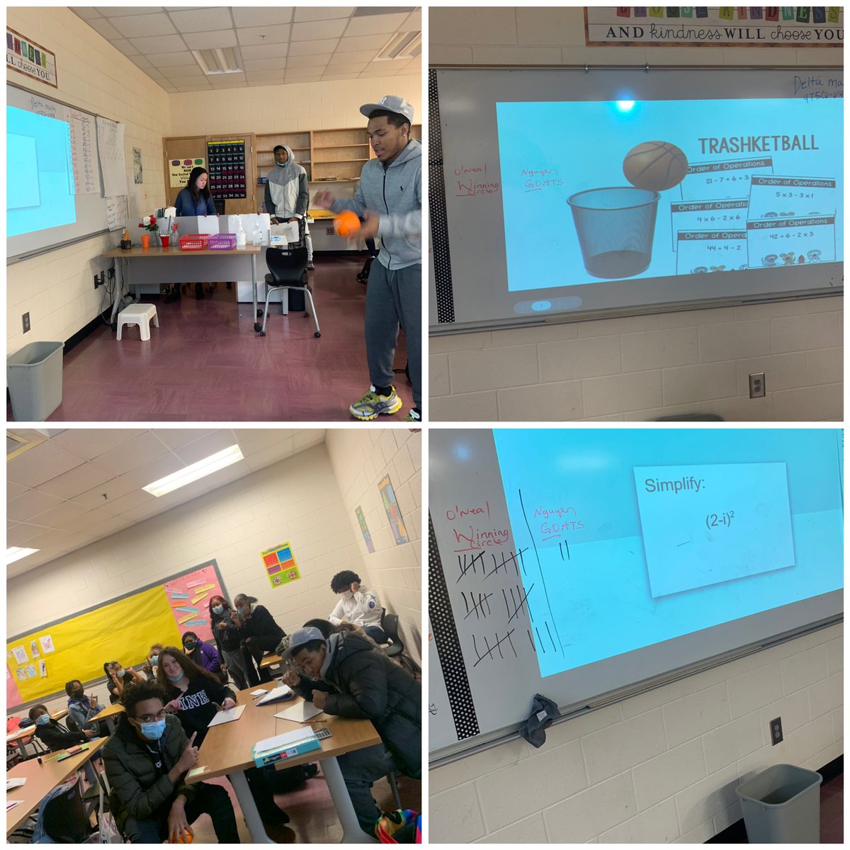 onealmath's tweet photo. Students worked hard today in collaborative groups on their Unit 1 Scavenger Hunt Review in Algebra I. Algebra II students played Trashketball to show mastery. #MonitoringStudentProgress #Collaboration #KeepingStudentsEngaged #HenryLearnsTogether #HenrySolves @Math_HCS @HHS_HCS https://t.co/iZolNfimUd