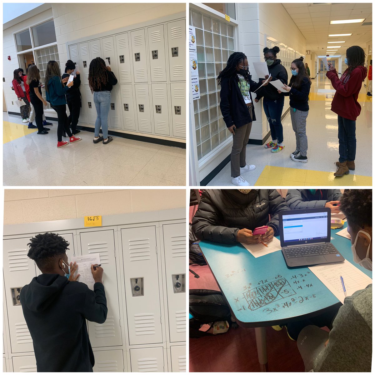 onealmath's tweet photo. Students worked hard today in collaborative groups on their Unit 1 Scavenger Hunt Review in Algebra I. Algebra II students played Trashketball to show mastery. #MonitoringStudentProgress #Collaboration #KeepingStudentsEngaged #HenryLearnsTogether #HenrySolves @Math_HCS @HHS_HCS https://t.co/iZolNfimUd