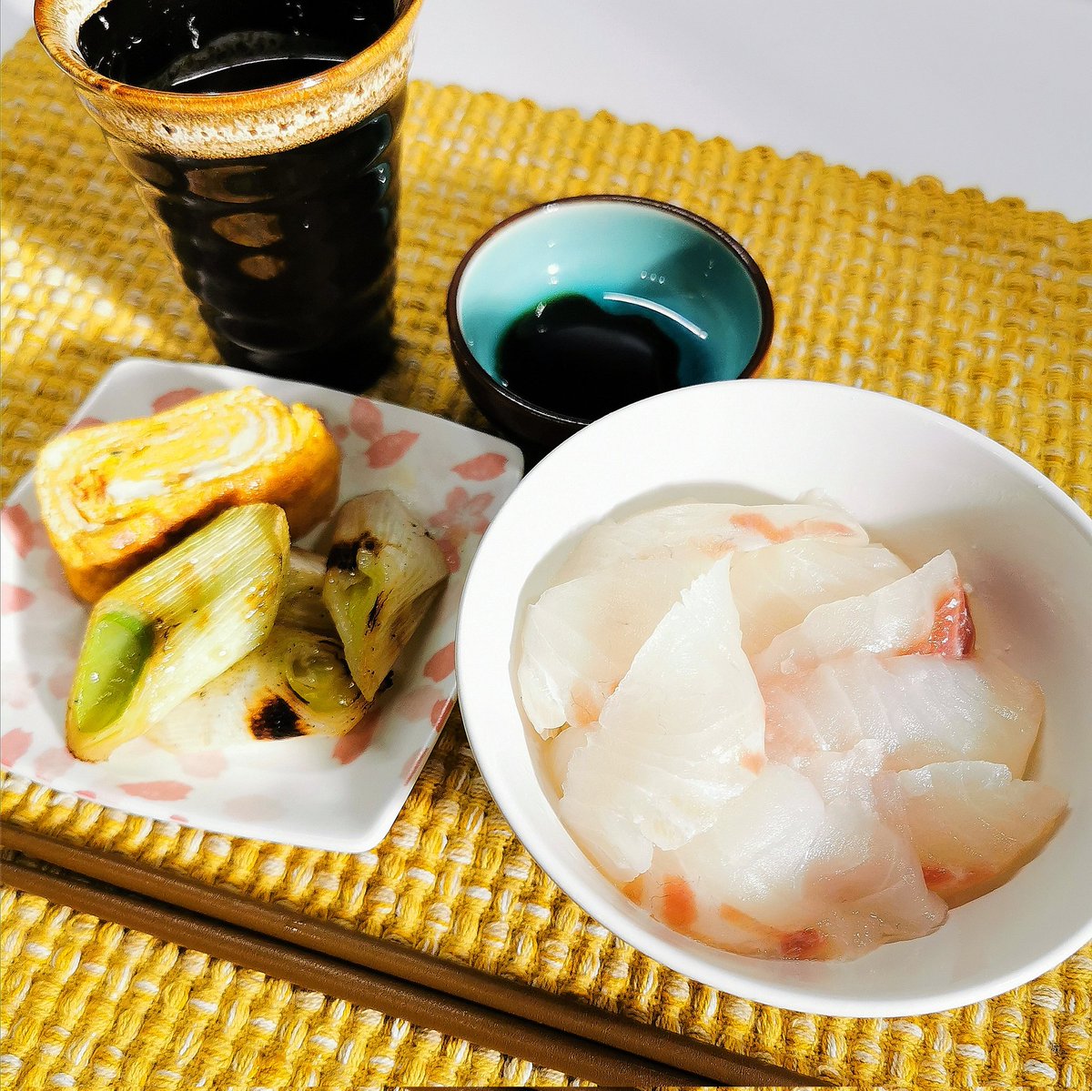 頂きモノの鯛のお刺身🐟 朝から幸せ〜✨