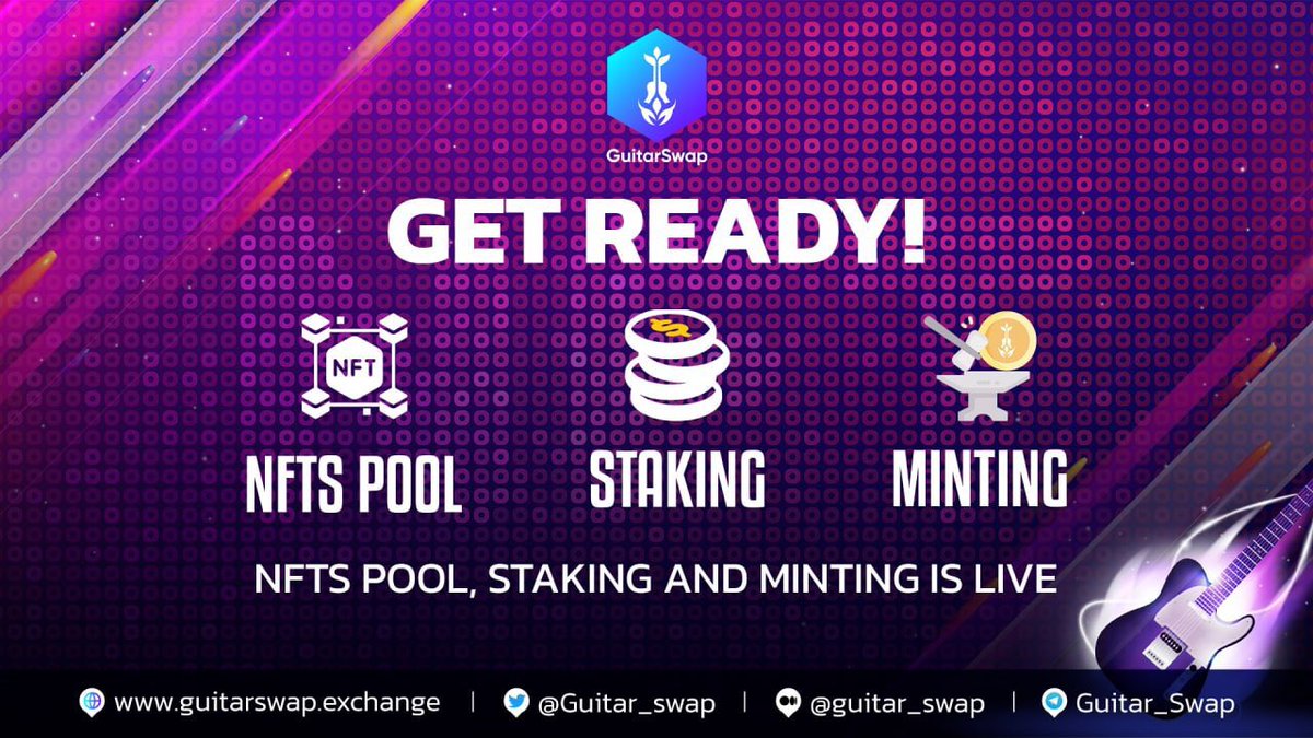 DogeFood_bsc's tweet photo. DogeFood Farm and Pool is live!!!🔥
Very positive news , the partnership between @Guitar_swap and @DogeFood_bsc is solid 💎  
Holders can now stake for DogeFood-BNB  to farm GUT 👏👏👏 

PS: Guiterswap NFTs farm and stake is go live today as well!! 
DogeFood NFTs is the next ! https://t.co/LVhMFKRQWO