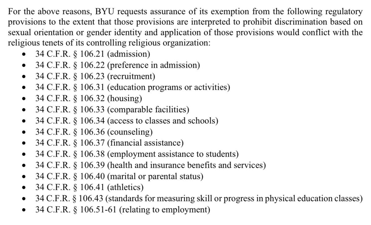 harambevan's tweet image. man you’d really think that 2021 would be the year where someone in byu admin had a “are we the baddies?” moment while asking to be allowed to discriminate against queer people in… checks notes… admissions, mental and physical healthcare, and “access to classes and schools”