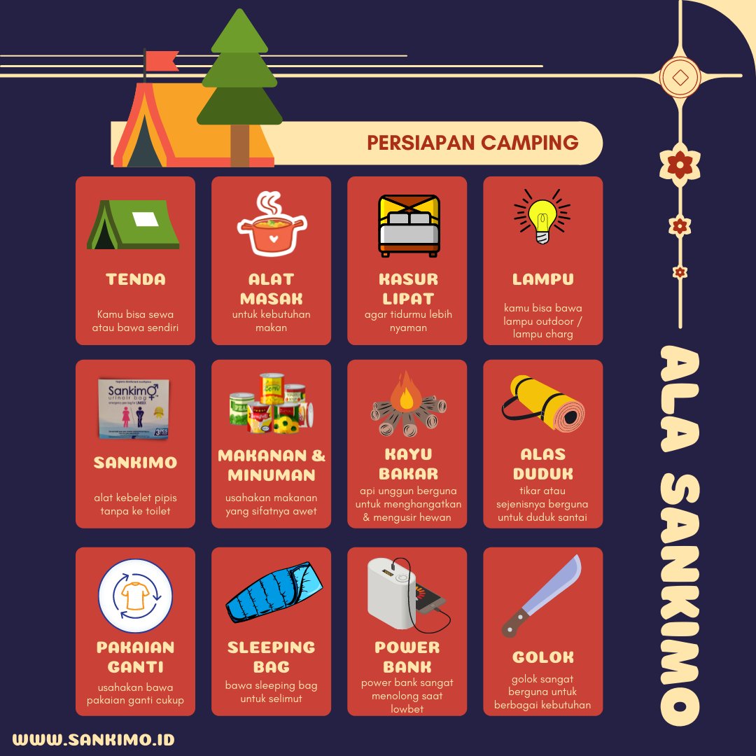 SankimoOfficial's tweet photo. Anak-anak maupun Dewasa pasti senang bila bisa mencoba aktivitas baru selama masa liburan. Salah satu aktivitas menarik yang patut dicoba adalah camping. Manfaat kemah untuk sangat baik karena dapat melatih kemandirian dan kemampuan beradaptasi dengan lingkungan. 
#sankimo https://t.co/XG6LxypLSZ
