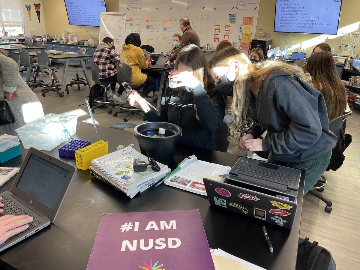 NUSD1's tweet photo. During Dr. La Torre-Derbyโs visit at San Marin last week, she visited a science class where students displayed their creativity in describing their Energy Superheroes and another class where students were extracting DNA from salmon sperm. Thank you, Principal Sims!
#iamnusd https://t.co/2RRJlVfBa7