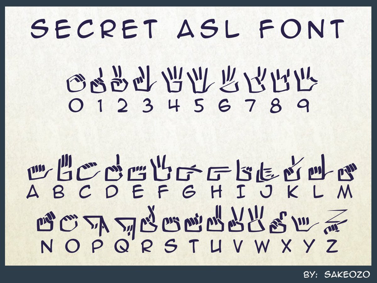 Preview image, secret ASL font. Numbering and alphabet in a vague visual design form, it's a typography! 