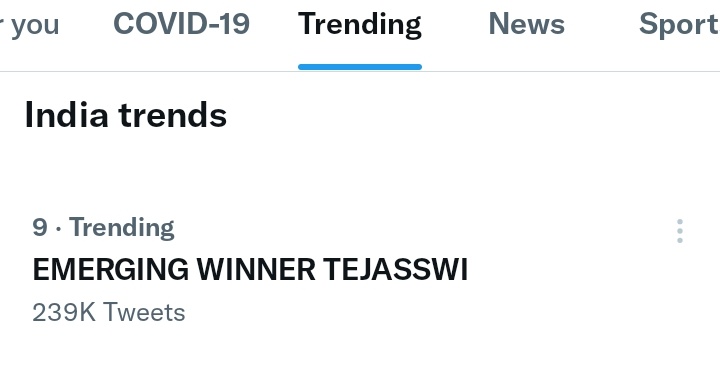 KeTejasswi's tweet photo. Come on troops it's not our best give the best

EMERGING WINNER TEJASSWI https://t.co/XtqyeC6gpt