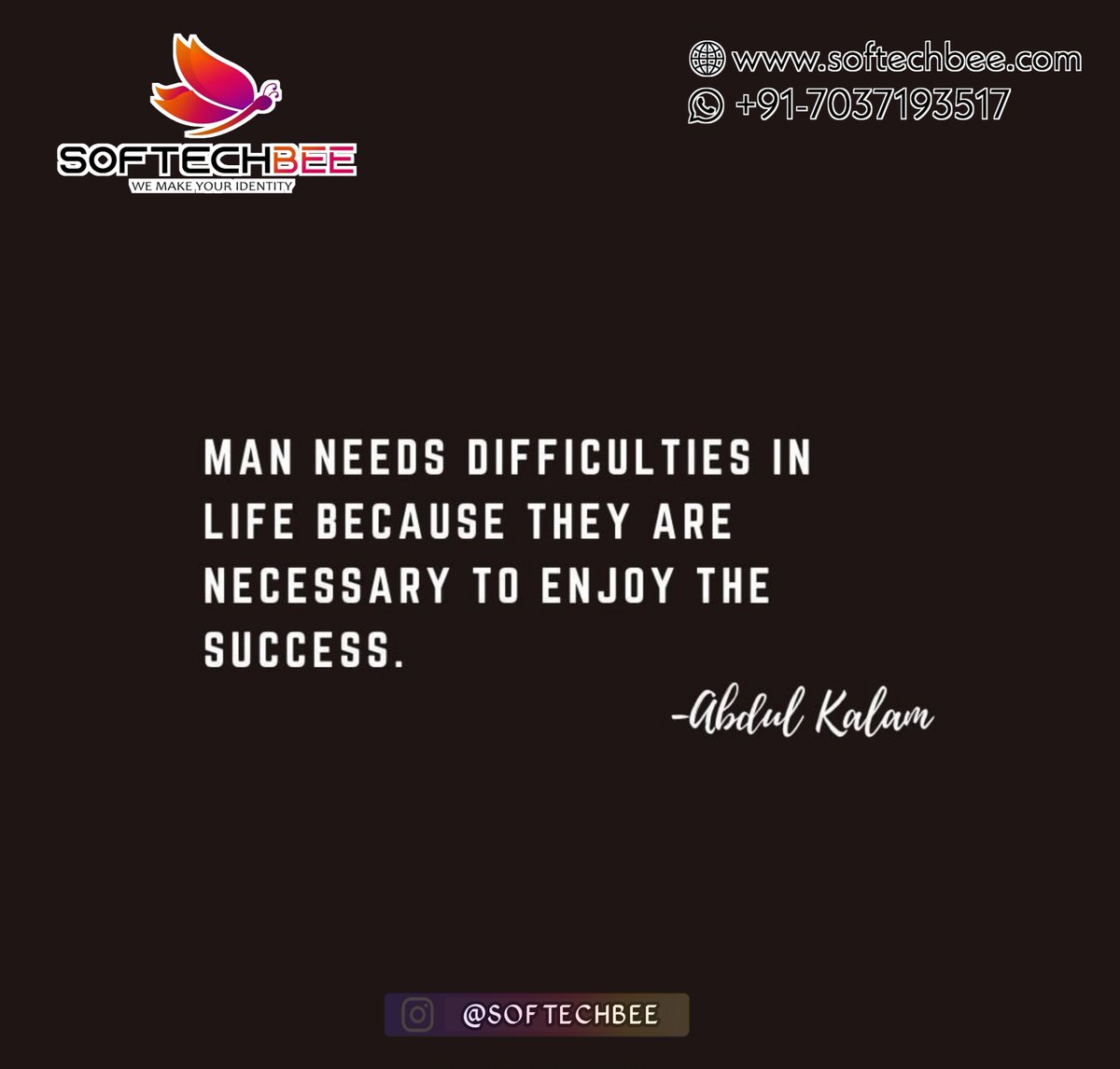 softechbeebly's tweet photo. Saturday Thought❤️

#softechbee #appdevelopment 
#abdulkalam #blockchaintechnology #india #seoservices #affordable #service #digitalmarketingagency #googleads #webdesigning #seofriendly #serviceprovider #website #digitalmarketing #webdesign #websitedesigning #seocompany #tron https://t.co/UCYggPEtHY