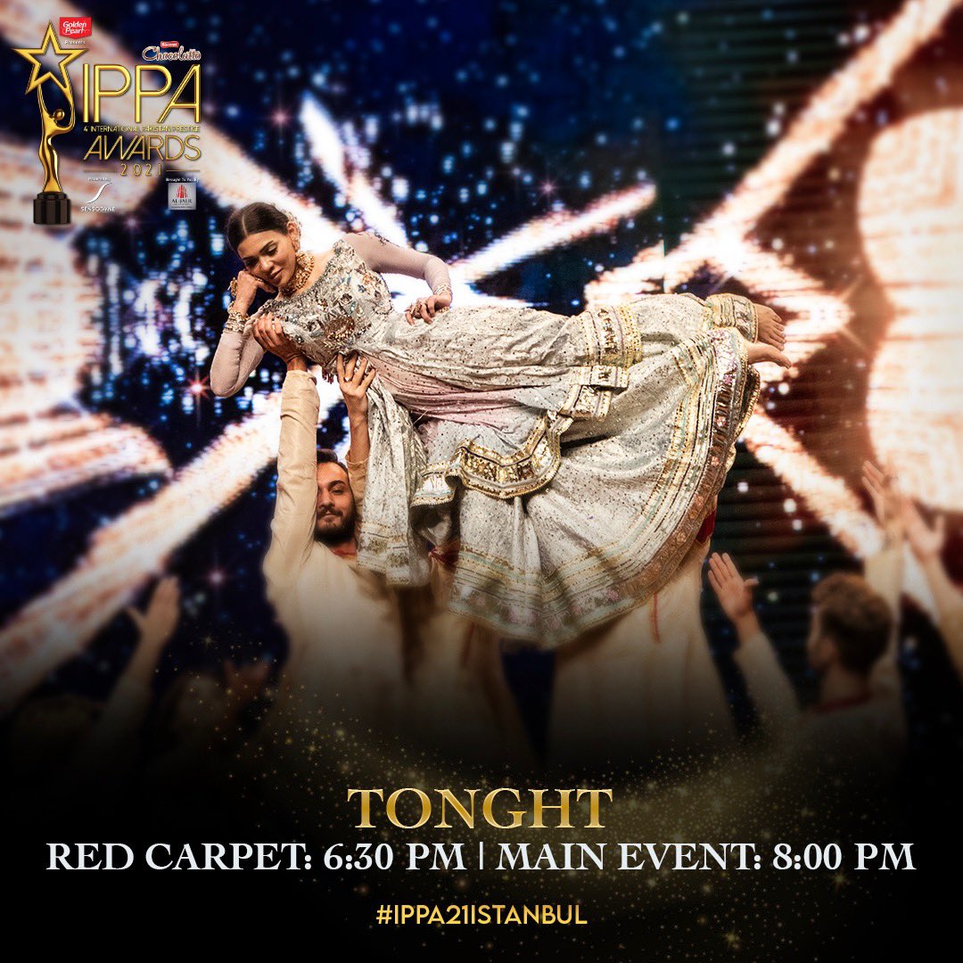 IppaDigital's tweet photo. Catch the magical performances, red carpet looks and lot more in #IPPAAWARDS, tonight at 6:30 PM
only on HUM TV!

#ippaawardsdigital #ippa21istanbul   #goldenpearlofficial #aljalildevelopers #humtvofficial #bisconnichocolatto #sensodyne #awardshow https://t.co/EZ0YNNbt1H