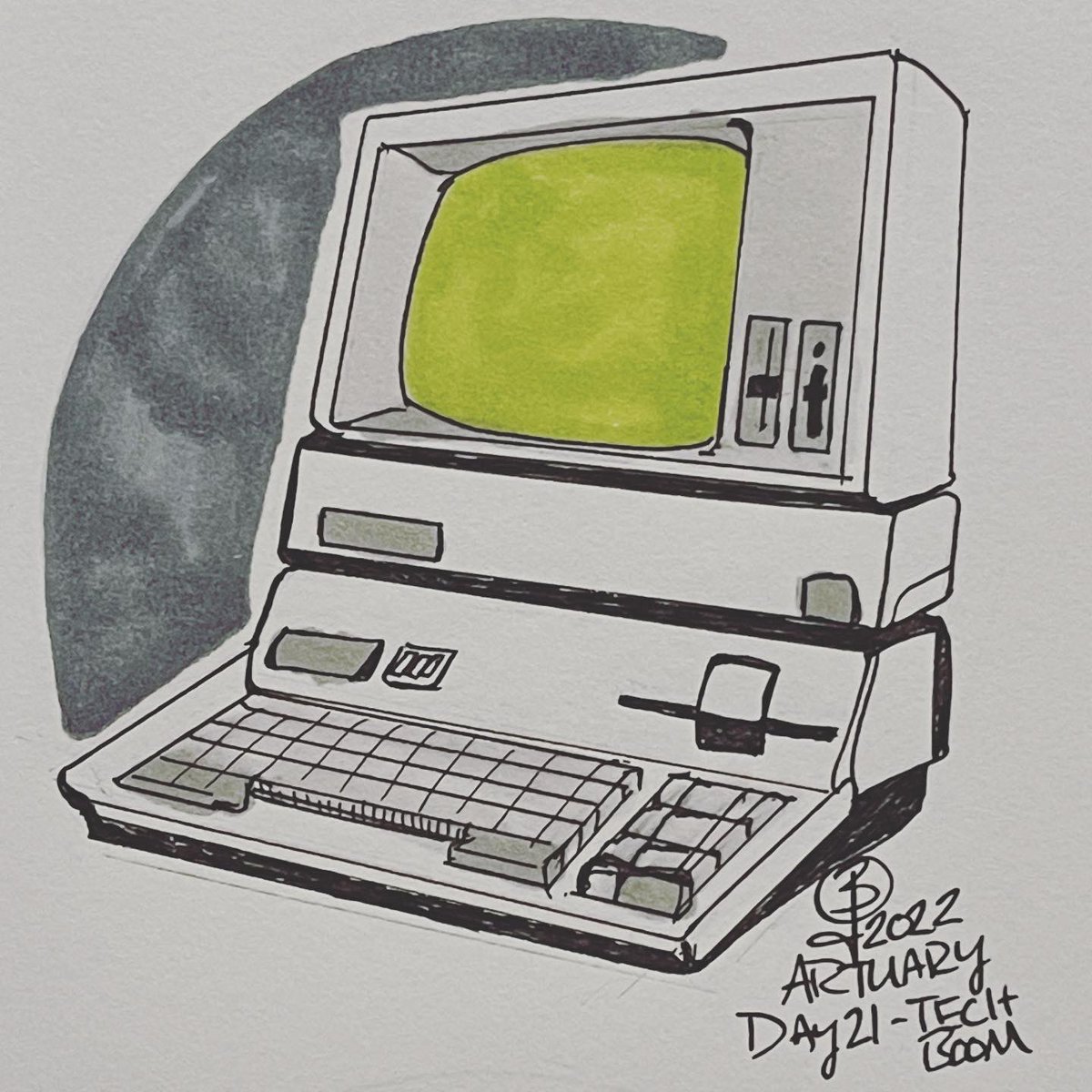 JosephBurkeArts's tweet photo. 🎨 Artuary Art Challenge - Day 21 - #TechBoom. The 80’s brought forth the dawn of the computer age and the personal home computer. #Appleii #PersonalComputer #Apple3 #RetroComputing #josephburkearts #artuary #artuary2022 #modem #thecreativemultiverse #80skids https://t.co/ziHZ6EkyM0