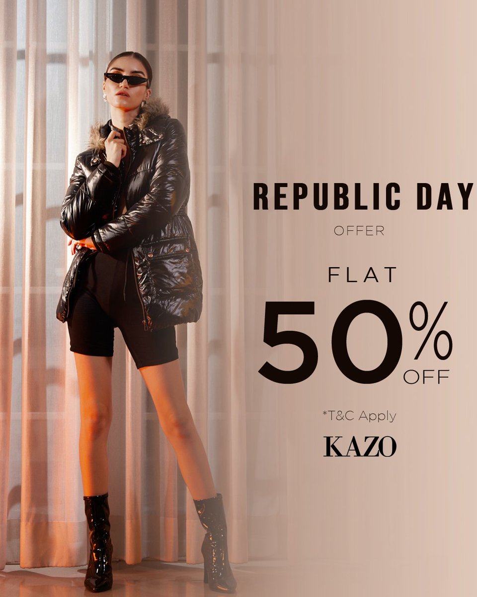 This Republic Day, get Flat 50% off at your favourite store, Kazo! 

What are you waiting for? Drop in to the Kazo store at Palladium now.

#kazo #fashion #Timetoshop #Shopping #Safe #Hygiene #SafeAllTheWay #SafetyFirst #PhoenixMarketcitychennai #chennaishoppers