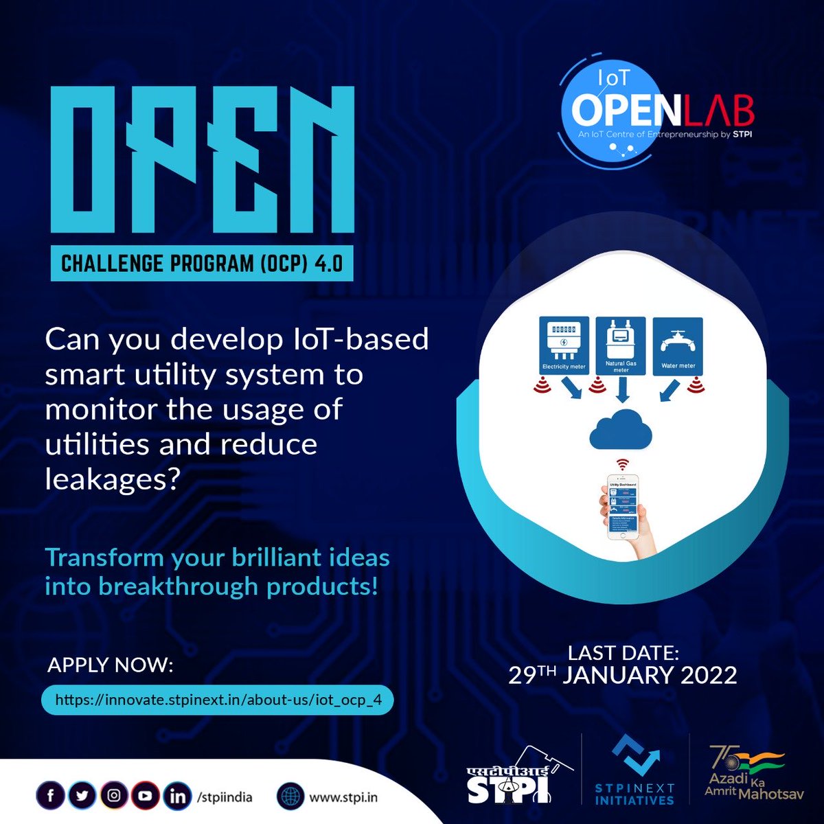 stpinext's tweet image. Can you develop IoT-based smart utility system to monitor the usage of utilities and reduce leakages? Join the 4th cohort of #STPIIoTOpenLab to transform your unique ideas into innovative products in #IoT domain! Apply now: innovate.stpinext.in/about-us/iot_o… #STPICoEs #STPIINDIA