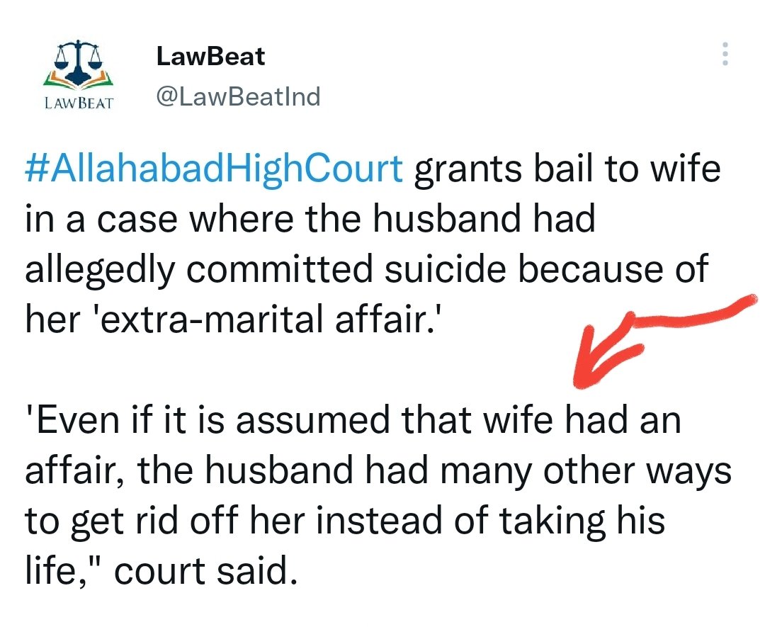 Amit Deshpande (@amitdeshmra) on Twitter photo Such a shameful situation.
To support a wife who commits suicide because of husband's affair, we enact 14 laws to get justice for her & her kins.
When it's a husband, the #judiciary has such shameless & insensitive words
Will this statement be made if woman had died? <a href="/KirenRijiju/">Kiren Rijiju</a> Such a shameful situation.
To support a wife who commits suicide because of husband's affair, we enact 14 laws to get justice for her & her kins.
When it's a husband, the #judiciary has such shameless & insensitive words
Will this statement be made if woman had died? <a href="/KirenRijiju/">Kiren Rijiju</a>