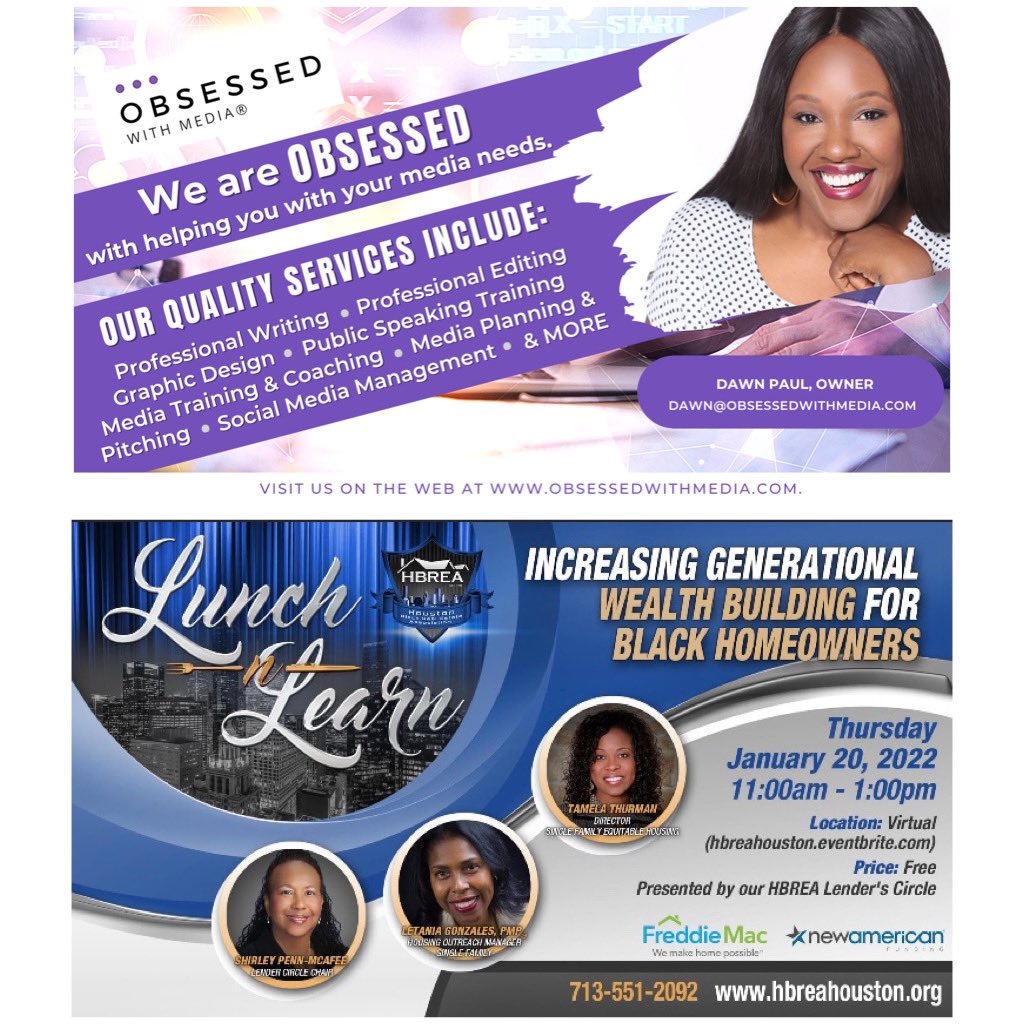 OWMediaCompany's tweet photo. It was a FULL house (virtually) at the Houston Black Real Estate Association’s Lunch &amp; Learn! 

💯📈 We presented communications/marketing tools &amp; tips valuable for real estate experts to identify market trends &amp; opps for biz growth in the industry!

#ObsessedWithMedia #HBREA https://t.co/9LgTuFl5IW