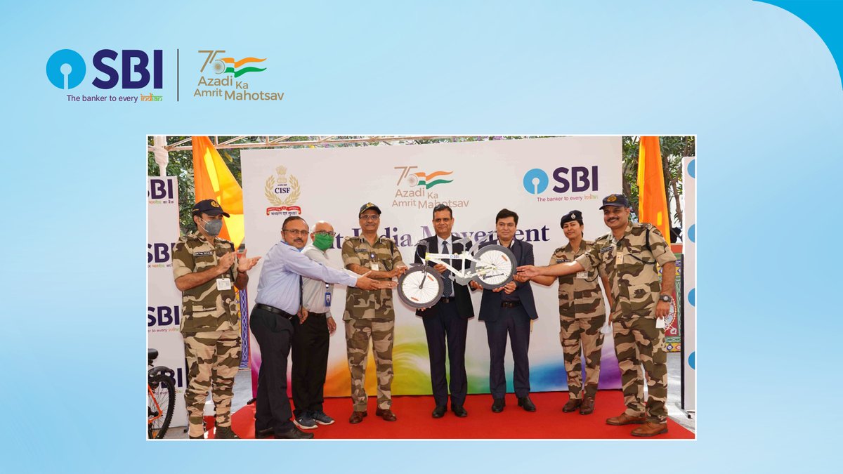 As part of CSR initiative and to express our gratitude towards Security Forces, SBI donated sports cycles, computers and projector to CISF Mumbai. The event was graced by DIG CISF and our DMD CDO.

#AmritMahotsav #AzadiKaAmritMahotsavWithSBI #FitIndiaMovement #CSR #TeamSBI