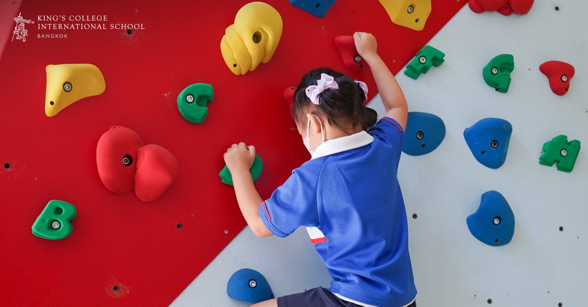 Kingsbangkok's tweet photo. One of the key elements of the Early Years curriculum is physical development. At King’s Bangkok, we achieve this by challenging children in EY with fun challenges. We have installed a climbing wall which helps the children develop both gross and fine-motor skills.
#KingsBangkok https://t.co/UvBRbeazLm
