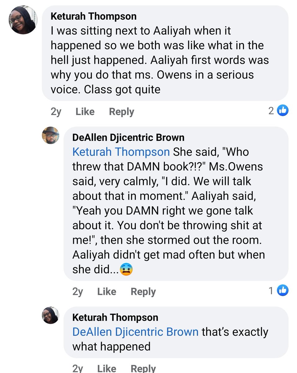 iRockTheBoat4U's tweet photo. Aaliyah's high school classmates reminiscing about the time Aaliyah went off on her teacher for throwing a book at her head for talking in class😬 "YOU DON'T BE THROWING SHIT AT ME!" https://t.co/FeOcCScP1P