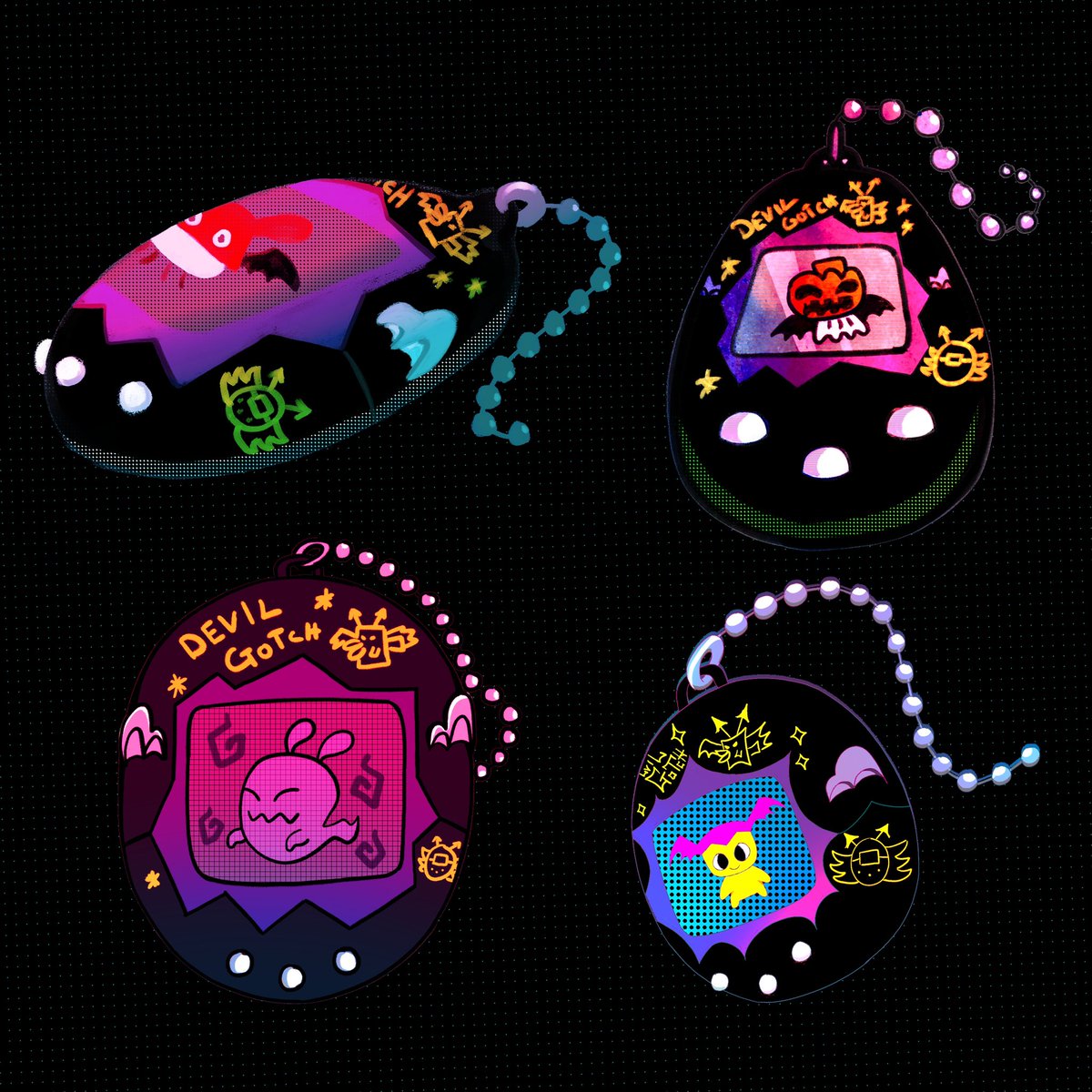 poiibo's tweet photo. Some Devilgotchi studies. Never had a gotchi growing up but I always loved little designs, if I could choose one, I’d get a devilgotchi!

#illustration #tamagotchi #devilgotchi #clipstudiopaint https://t.co/iqIKzSKVCR