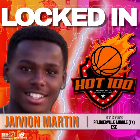 Jaivion Martin (TX) is locked in for the GetMeRecruited Hot 100 Boys Middle School Showcase happening March 12-13th in Fayetteville, NC!!!
#Hot100 #GMRHoops #GetMeRecruited