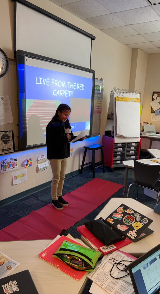 MrsBockler's tweet photo. 4th Grade Opinion Writing Celebration live from the Red Carpet this week! #brightlight #JohnsonElementary @forneyisd https://t.co/BfZJi3muI8