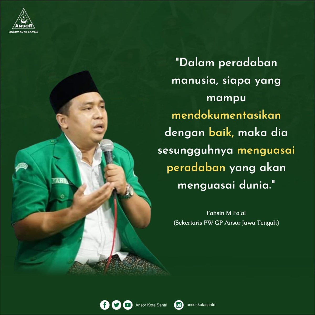 usman_164's tweet photo. Dalm peradaban manusisia, siapa yang mampu mendokumentasikan dengan baik, maka dia sesungguhnya menguasai peradaban yang akan menguasai dunia

#ansor  #indonesiajuara  #JumatBerkah  #berkahulma https://t.co/A5cMJ6TeN1