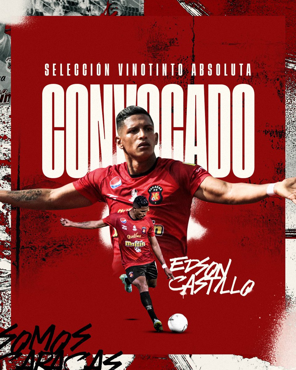 Caracas_FC's tweet photo. ¡𝐂𝐨𝐧𝐯𝐨𝐜𝐚𝐝𝐨 𝐚 𝐥𝐚 𝐕𝐢𝐧𝐨𝐭𝐢𝐧𝐭𝐨! 🇻🇪✅

Edson Castillo forma parte de la lista de jugadores que integrarán la plantilla de la @SeleVinotinto para enfrentar a Bolivia 🇧🇴 y Uruguay 🇺🇾 los días 28/01 y 01/02 por las Eliminatorias al Mundial de Qatar 2022

¡Felicidades! https://t.co/Gcl2bdmg8l